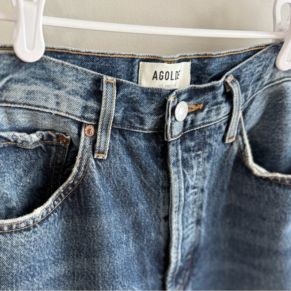 Agolde Dame Wide Leg Cuffed Hem Jeans - Dark Wash - Size 27 - Picture 6 of 16